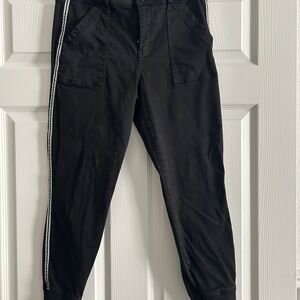 Level 99 Black Joggers with White Stripes